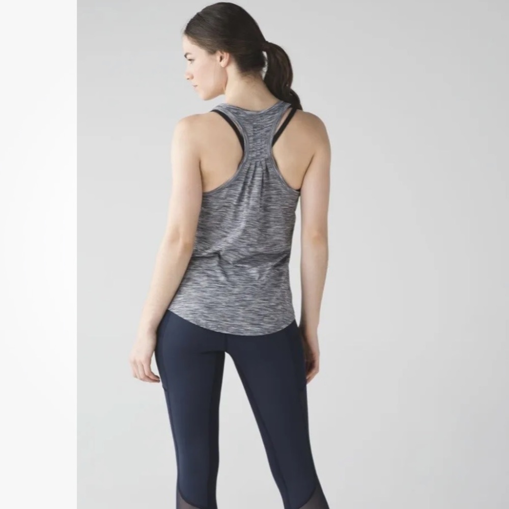 Lululemon White Black Yogi Everyday Racerback Tank Top